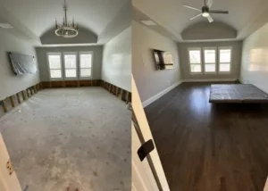 Transformation of the before and after of the water damage cleanup in Plano.