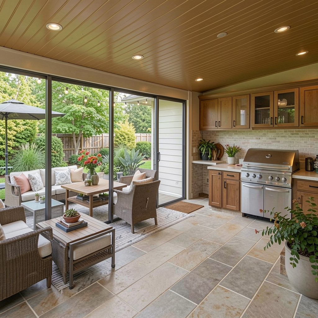 home remodeling entertaining design indoor-outdoor flow with retractable glass wall, outdoor dining, integrated grill station